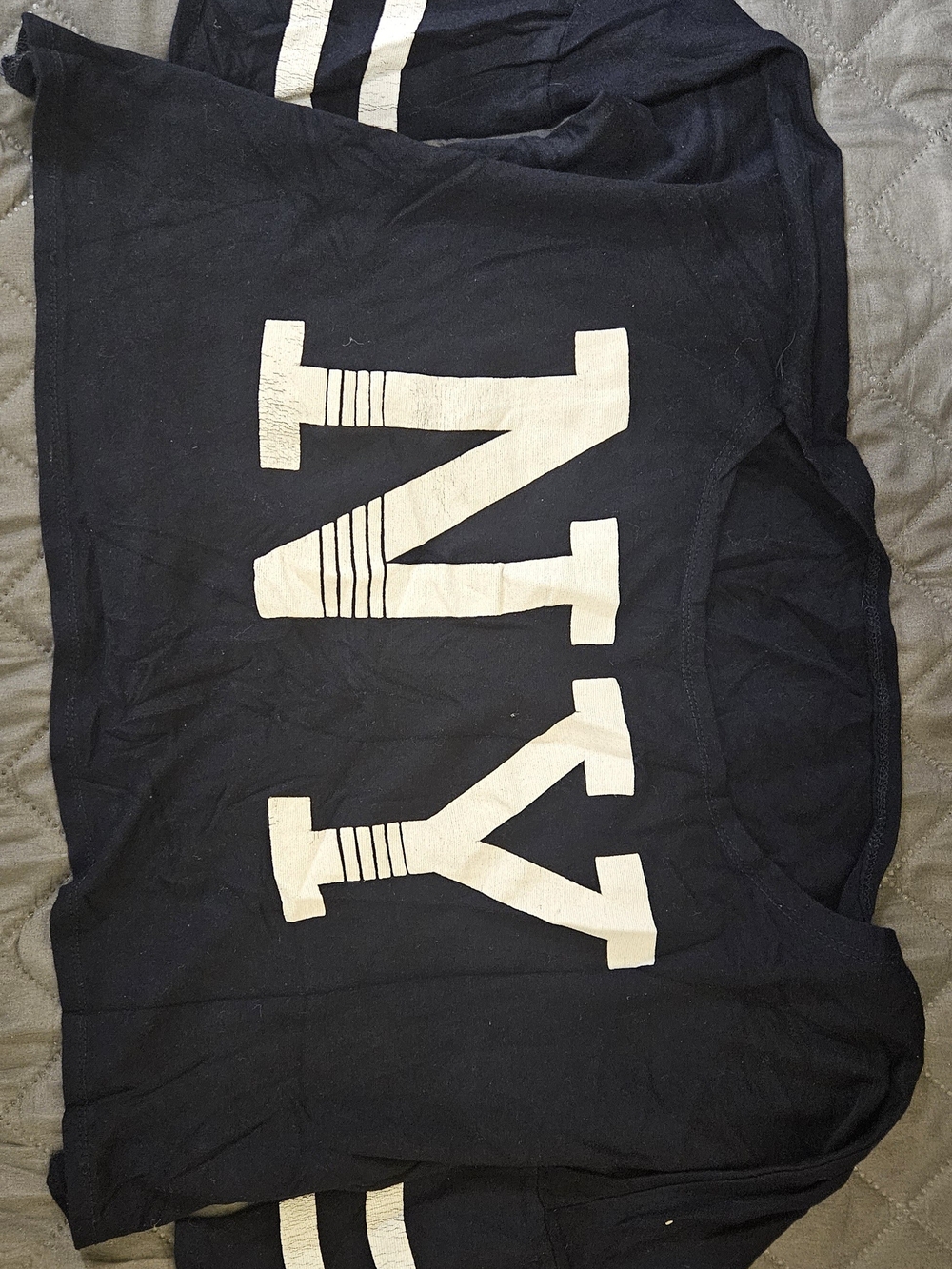 Navy Graphic Kids Tee with Large White 'NY' Print